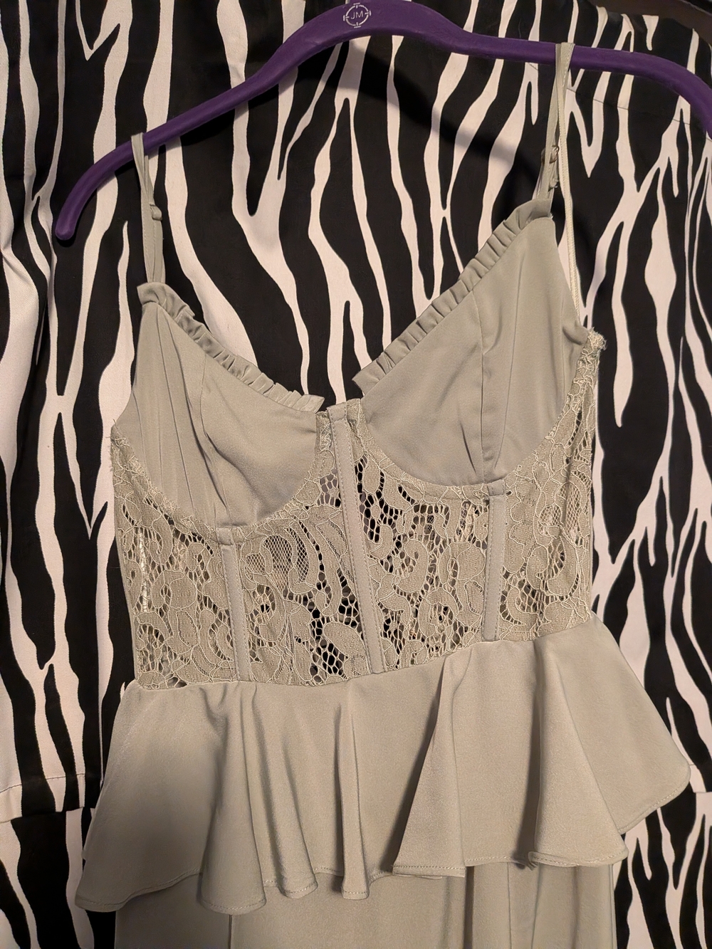 Lace-Panel Ruffle Hem Cami Dress in Light Gray Urban outfitters